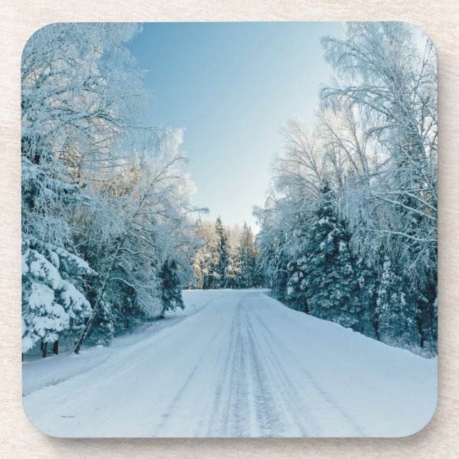 Dessous-de-verre Glace et neige | Route d'hiver gelée Russie, Sibér (Devant)