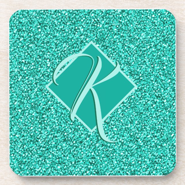 Dessous-de-verre Glam étincelant Turquoises Parties scintillant ble (Devant)