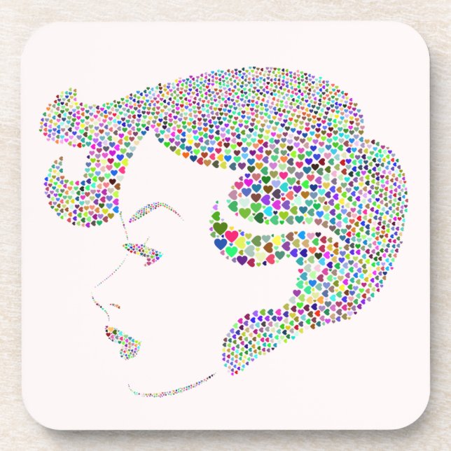 Dessous-de-verre Glam girl with hearts (Devant)