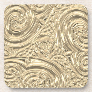 Dessous-de-verre Gold elegant victorian art nouveau engraved look
