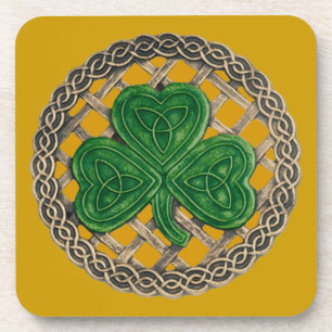 Dessous-de-verre Gold Shamrock And Celtic Knots Coasters