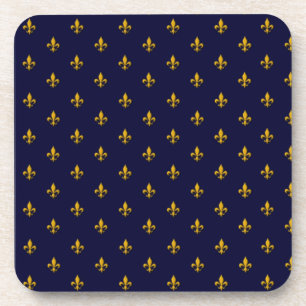Dessous-de-verre Golden Fleur de Lis sur Navy Blue