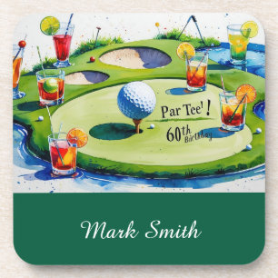 Dessous-de-verre Golf 60e anniversaire pour Golfer avec balle et te