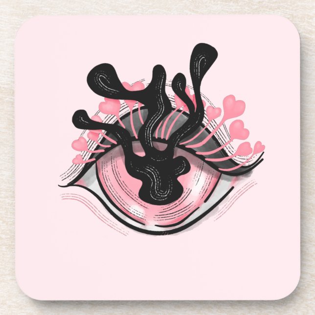 Dessous-de-verre Goth Bizarre Oeil rose Déplaisant Horreur Magique  (Devant)