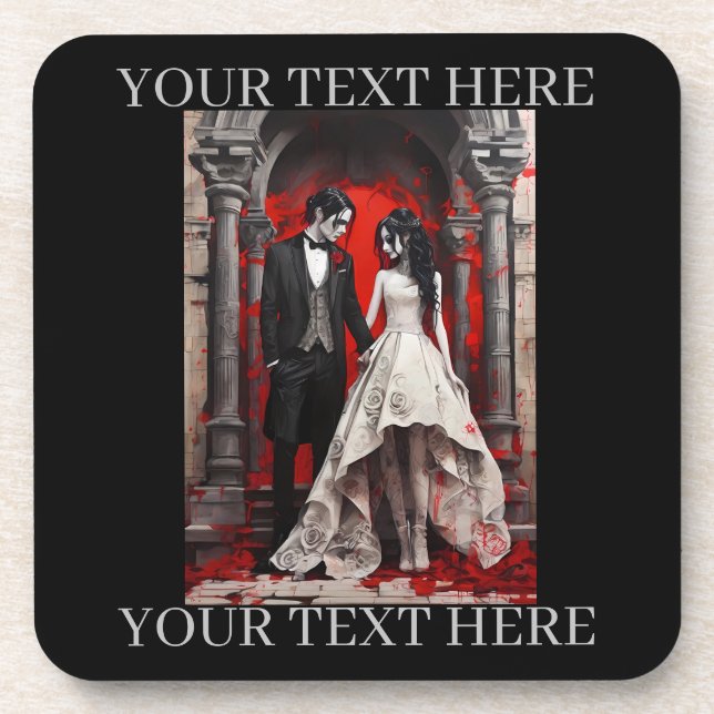 Dessous-de-verre Goth Wedding Couple Quitter l'Eglise (Devant)