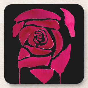 Dessous-de-verre Gothique abstrait rose aquarelle art original
