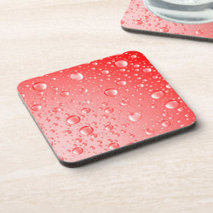 Dessous-de-verre Gouttes de pluie Abstraite rouge métallique