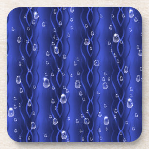 Dessous-de-verre gouttes de pluie sur le métal bleu