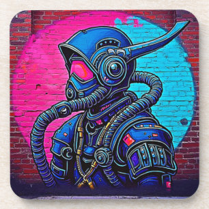 Dessous-de-verre Graffiti muraux masqués en néon