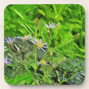 Dessous-de-verre Grand Aster Violet Feuillé Parmi Les Cendres Abstr