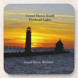 Dessous-de-verre Grand Haven South Pierhead Lumières coucher de sol