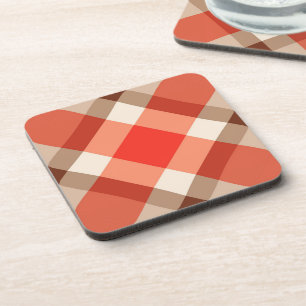 Dessous-de-verre Grand Plaid Moderne, Coral Orange, Brown & Tan