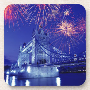 Dessous-de-verre Grande-Bretagne, Londres. Feu d'artifice sur la to