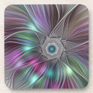 Dessous-de-verre Grande Fleur colorée Abstraite Trippy Fractal Art