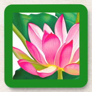 Dessous-de-verre Grande Lit d'eau rose avec Feuilles vert émeraude