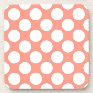 Dessous-de-verre Grands points rétro - corail rose et blanc
