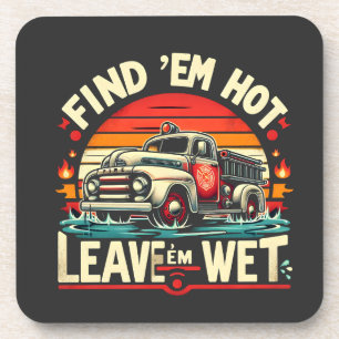 Dessous-de-verre Graphisme de camion de pompiers vintage au coucher