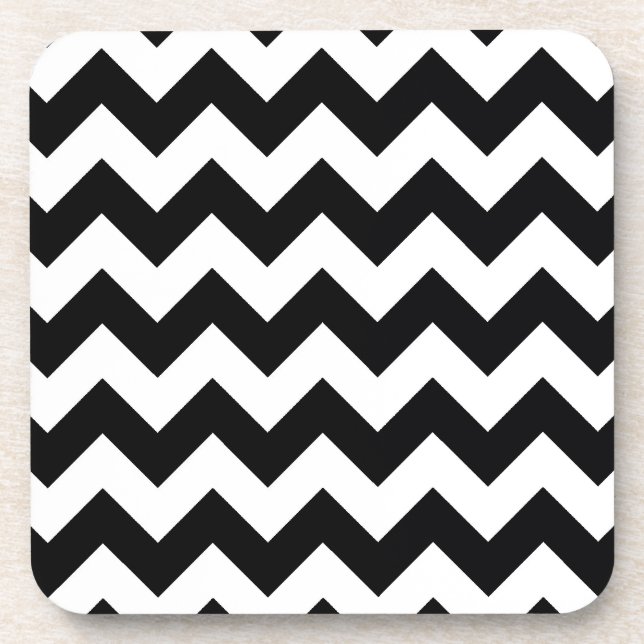 Dessous-de-verre Gras noir et blanc Chevron Zig Zag Motif (Devant)
