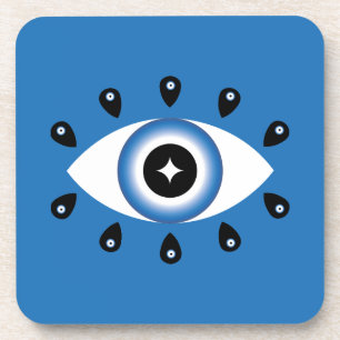 Dessous-de-verre Grec Mal Oeil Bleu Noir Blanc