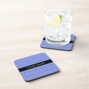 Dessous-de-verre Grec Meander Key Blue, Votre Nom, Personnaliser