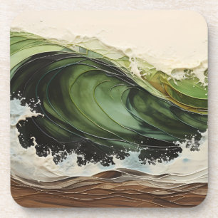 Dessous-de-verre Green Turquoise Wave Beach Ocean Peinture
