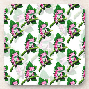 Dessous-de-verre Grenouille Rose Sur La Feuille Verte Motif Design