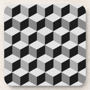Dessous-de-verre Grille diamant moderne, argent, gris foncé et noir
