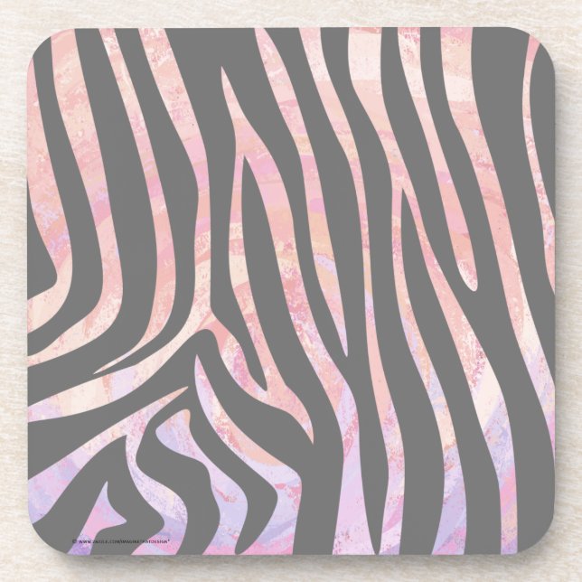 Dessous-de-verre Gris clair et rose Zebra (Devant)