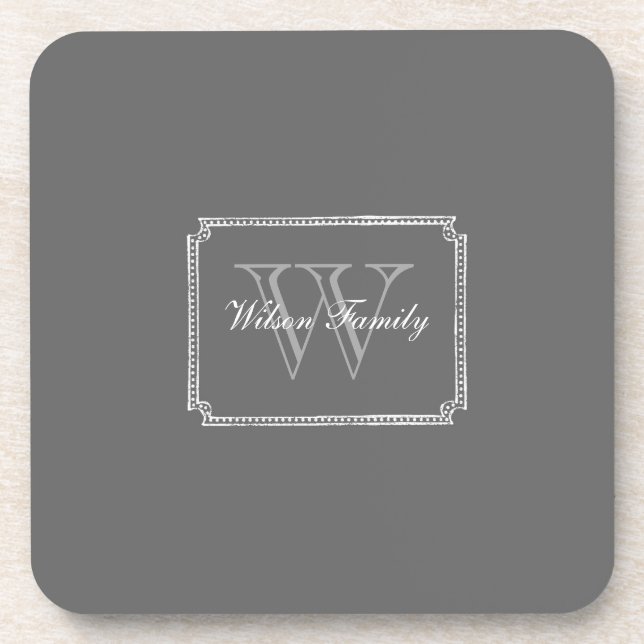 Dessous de verre gris-foncé du monogramme S/6 de (Devant)