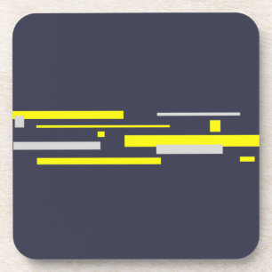 Dessous-de-verre Gris Jaune Blocs Art Abstrait