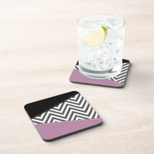 Dessous-de-verre Gris Zigzag, Gris Chevron, Motif Zigzag, Violet