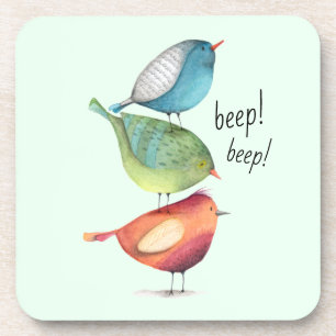 Dessous-de-verre Gros oiseaux mignons se tenant sur l'un l'autre