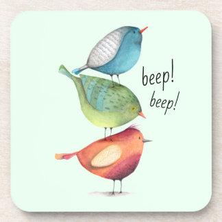 Dessous-de-verre Gros oiseaux mignons se tenant sur l'un l'autre