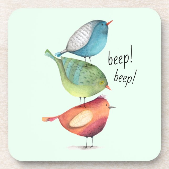 Dessous-de-verre Gros oiseaux mignons se tenant sur l'un l'autre (Devant)