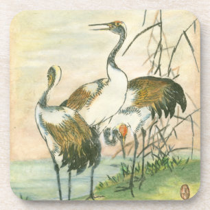 Dessous-de-verre Grues orientales au bord de l'eau