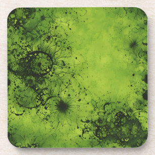 Dessous-de-verre Grunge vert citron avec accents noirs