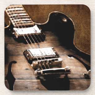 Dessous-de-verre Guitare occidentale en bois de musique country de
