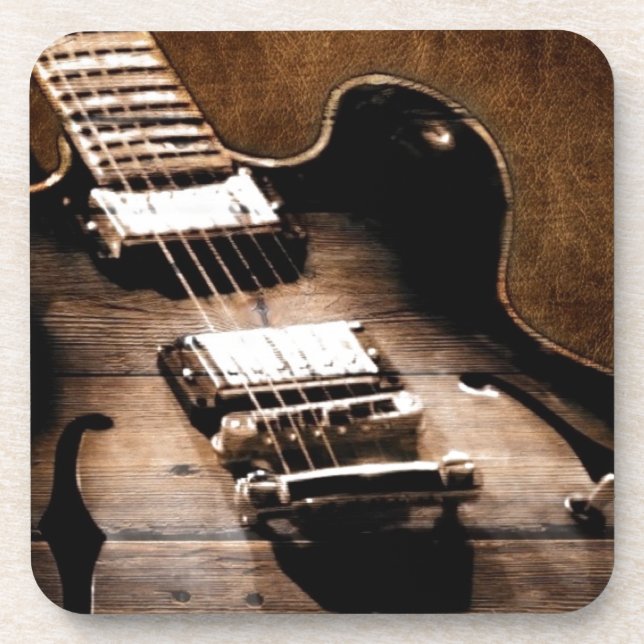 Dessous-de-verre Guitare occidentale en bois de musique country de (Devant)