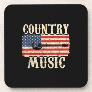 Dessous-de-verre Guitariste Country Music Guitare Drapeau américain