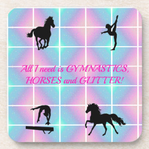 Dessous-de-verre Gymnastique, Chevaux et Parties scintillant dessou