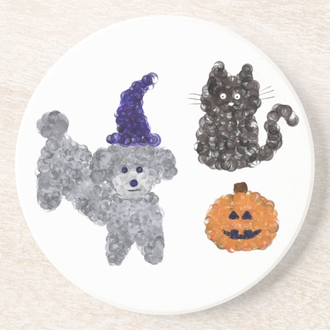 Dessous de verre Halloween Grey Poodle #1 (Devant)