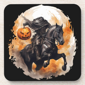 Dessous-de-verre Halloween Horseman sans tête avec tête Citrouille