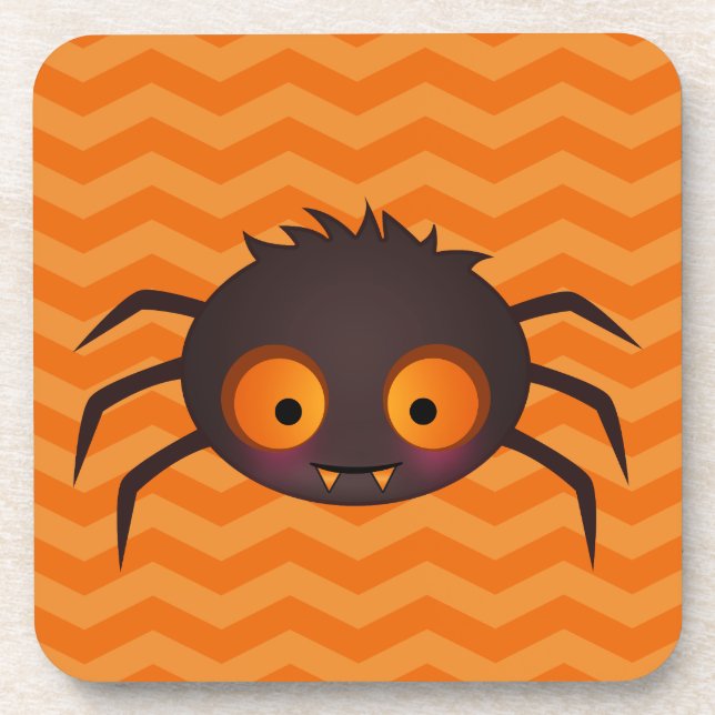 Dessous-de-verre Halloween Orange Chevron Cute Spider Design (Devant)
