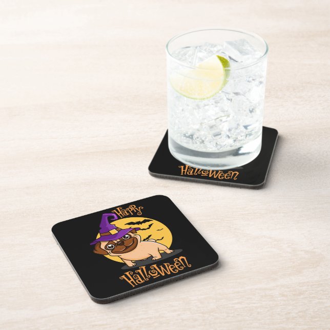 Dessous de verre Halloween Puggy Cork-Backed (Côté Droit)