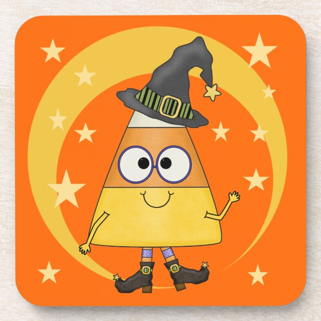 Dessous-de-verre Halloween sorcière de maïs de bonbons (Devant)