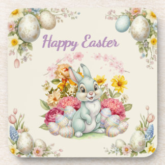 Dessous-de-verre Happy Easter Cute Water Color bunny
