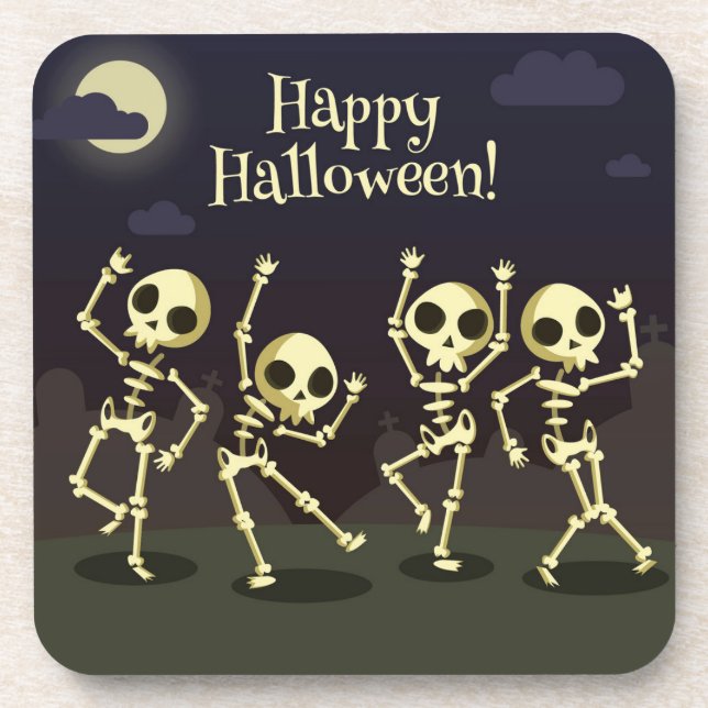 Dessous-de-verre Happy Halloween - Happy Skeletons (Devant)