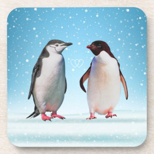 Dessous-de-verre Happy Penguin Couple and Hearts