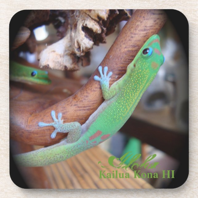 Dessous de verre hawaïens de Gecko de la poussière (Devant)