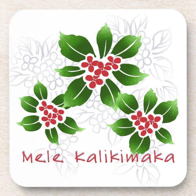 Dessous-de-verre Hawaiian Holly Mele Kalikimaka Rouge de Noël (Devant)